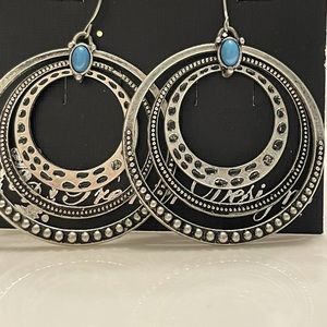 Premier Designs turquoise silver hoop earrings